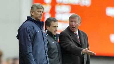 Arsenal manager Arsene Wenger argues withSir Alex Ferguson in London in 2004. Getty