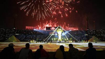 Dancers perform during the opening ceremony before the the opening match of the 2019 Africa Cup of Nations between Egypt and Zimbabwe at Cairo International Stadium in Cairo. EPA