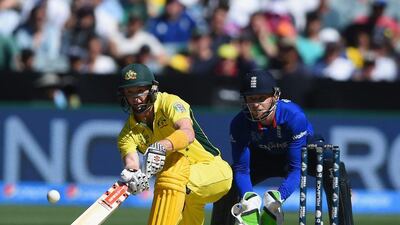 George Bailey plays a shot on his way to a 69-ball 55 against England at the Melbourne Cricket Ground. Shaun Botterill / Getty Images