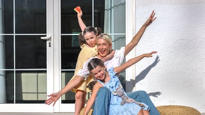 Ursula Winzel with her daughters Nöa, five and Leni, seven, at their home at Jumeirah 2 in Dubai. All Photos: Victor Besa / The National