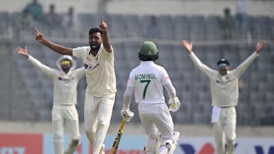 India’s Jaydev Unadkat, second left, made a comeback to the Test team after 12 years. AFP