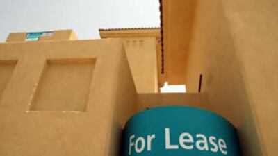 A villa posts a 'For Lease' sign in Abu Dhabi.