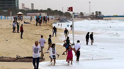 It could get a a little frothy for swimmers in the Arabian Gulf on Sunday.