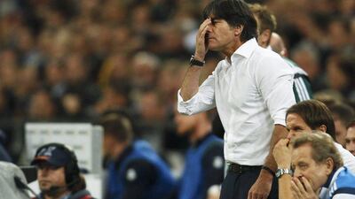 Germany coach Joachim Loew reacts during his side's 1-1 draw with Ireland on Tuesday in Gelsenkirchen. Ina Fassbender / Reuters / October 14, 2014