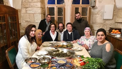 Palestinian chef Fadi Kattan invited British chef Jamie Oliver to his house to cook with a group of Muslim and Christian Palestinian women to break down stereotypes. Courtesy Fadi Kattan
