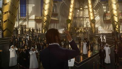 Footage from Hitman 3 which features a fictional skyscraper in Dubai during its opening scenes.