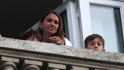 Lionel Messi's wife Antonela and their children.