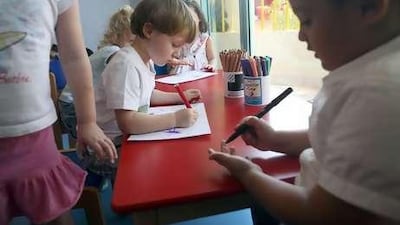 Children play at Bright Beginnings Preschool in Abu Dhabi.