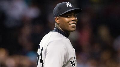 Closing pitcher Aroldis Chapman of the New York Yankees. (Jason Miller/Getty Images)