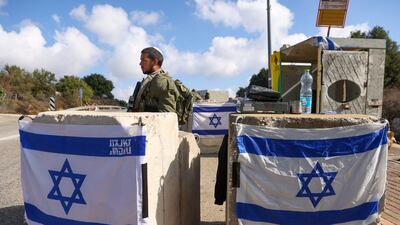 An Israeli soldier mans a checkpoint near the northern Kibbutz of Sasa, close to the border with Lebanon. AFP