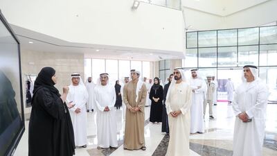 Sheikh Mohammed bin Rashid, Vice President and Ruler of Dubai, is briefed on some of the roads and infrastructure projects planned for the Northern Emirates. Wam