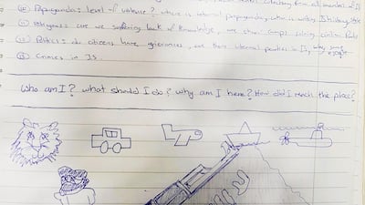 Notes from the notebook of an ISIS fighter found in Raqqa.