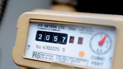 Reading on a domestic household gas meter. PA