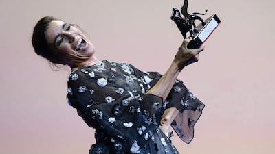 Spanish director Blanca Li receives the Venice VR Expanded Prize for 'Le Bal de Paris'. AFP