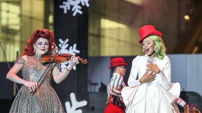 Performers at the Winter Wonderland event on the Maryah Island waterfront promenade.