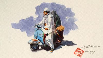 Atul Panase hopes to turn the Pick Any Pic And Paint challenge into a virtual and real exhibition in future. Pawan Singh / The National