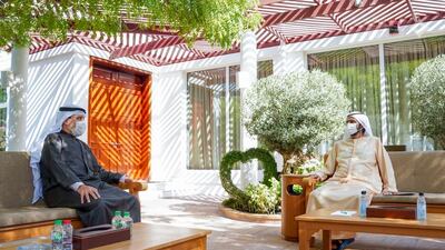 Sheikh Mohammed bin Rashid, Vice President and Ruler of Dubai, meets Kuwaiti foreign minister, Ahmad Al Sabah, on Thursday. Wam