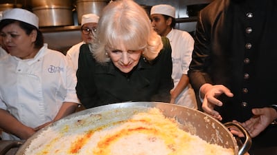 Queen Camilla at Darjeeling Express. Getty Images