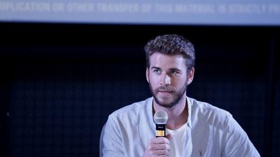 Liam Hemsworth talks about his role in Independence Day: Resurgence at a press conference in Dubai. Jeffrey E Biteng / The National