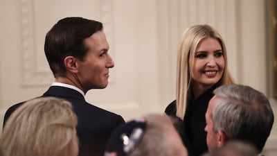 Ivanka Trump, senior adviser to US President Donald Trump, right, and Jared Kushner, senior White House advisor, smile during a news conference to announce a new peace plan for the Middle East that has been widely rejected by Palestinians. Bloomberg