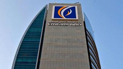 Emirates NBD share price gained 6.4 per cent on the Dubai Financial Market yesterday on the back of upbeat profit forecast. Jeff Topping / The National