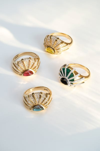 The Sun Dawn Stoned rings by L'Atelier Nawbar. Photo: L'Atelier Nawbar