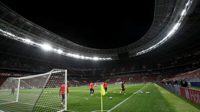 Real Madrid players take part in a training session. Reuters
