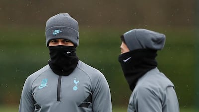 Tottenham Hotspur's Dele Alli and Son Heung-min during training. Reuters