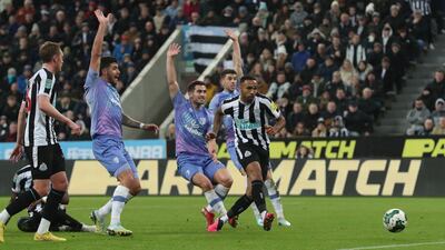 Striker Callum Wilson scores for Newcastle only for it to be ruled out for offside. Reuters