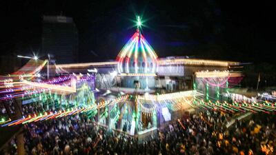 Shiite pilgrims gather in the Iraqi city of Karbala on March 28, 2021. AFP