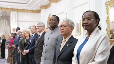 Guests attend the signing of a collaborative declaration on global health, at the Sea Palace. Mohamed Al Hammadi / Ministry of Presidential Affairs