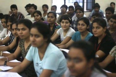 Pupils at the Bansal Classes coaching institute in Kota, which has a sprawling five-acre campus, 10,000 pupils and better amenities than most schools in India.