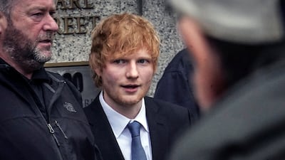 Ed Sheeran leaves federal court in New York. AP