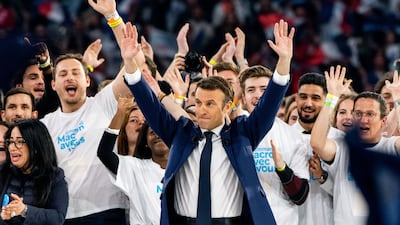 Emmanuel Macron on the election trail in Paris on April 2. Bloomberg