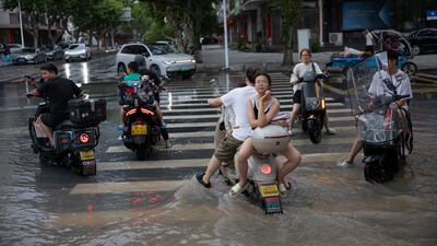 A flooded crossroads in the wake of Typhoon Bavi in Yueqing, China. EPA