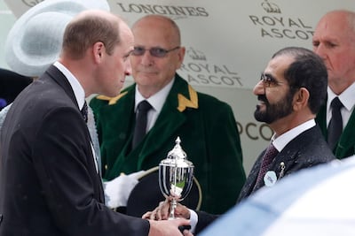 Prince William, Duke of Cambridge, with Sheikh Mohammed bin Rashid. AFP
