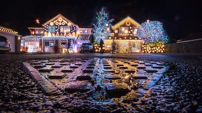 Christmas lights are displayed on houses on Trinity Close in Burnham-on-Sea in Somerset, England. Getty