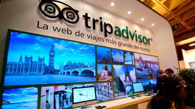 The TripAdvisor stand at the International Tourism Trade Fair (FITUR) in Madrid, 2014. AFP