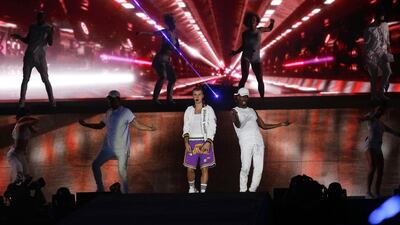 Justin Bieber performs in concert at the Autism Rocks Arena in Dubai. Chris Whiteoak for The National