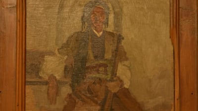 This Faeq Hassan painting of a Kurdish sheikh, looted in 2003, has been returned to the Baghdad Museum of Modern Art. Photo: Ministry of Culture, Tourism and Antiquities – Iraq