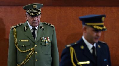 The late Lt Gen Salah attends the swearing-in ceremony of Algerian President Abdelmadjid Tebboune in Algiers on December 19, 2019. EPA