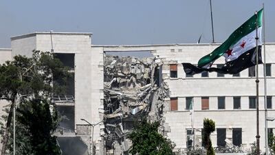 The damage from Israeli strikes on the Syrian army headquarters and Defence Ministry in Damascus. AFP