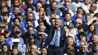 Chelsea manager Jose Mourinho directs his side during their Premier League title clinching win over Crystal Palace on Sunday. Carl Recine / Action Images / Reuters / May 3, 2015
