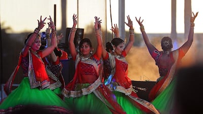 Dancers perform on stage at the IIFA Stomp event, the opening act for the 15th International Indian Film Academy (IIFA) Awards at Curtis Hixon Park in Tampa, Florida. AFP PHOTO / JEWEL SAMAD