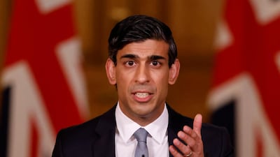 Britain's Chancellor of the Exchequer Rishi Sunak attends a virtual press conference inside 10 Downing Street in London, March 3, 2021. AFP / POOL