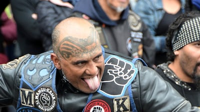 Members of New Zealand gang Blackpower perform a haka to honour those killed in Friday's terror attacks. addresses the crowd at a vigil near the Deans Ave Mosque. Steve Addison for The National