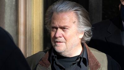 Former White House chief strategist in the Trump administration Steven Bannon leaves a federal courthouse in Washington after being indicted on two counts of contempt of Congress. EPA