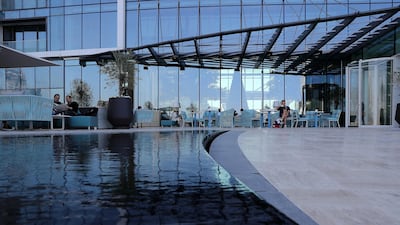 View of the outside seating area for guests.