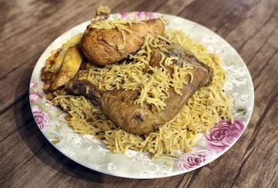 Chicken machboos at Al Garhoud restaurant. Chris Whiteoak / The National