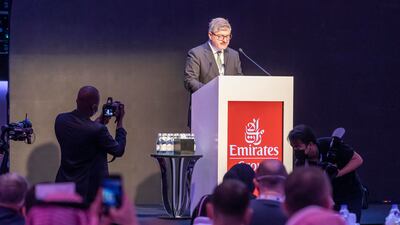 Juan Carlos Salazar, ICAO’s secretary general, delivers the keynote address. Photo: Antonie Robertson / The National